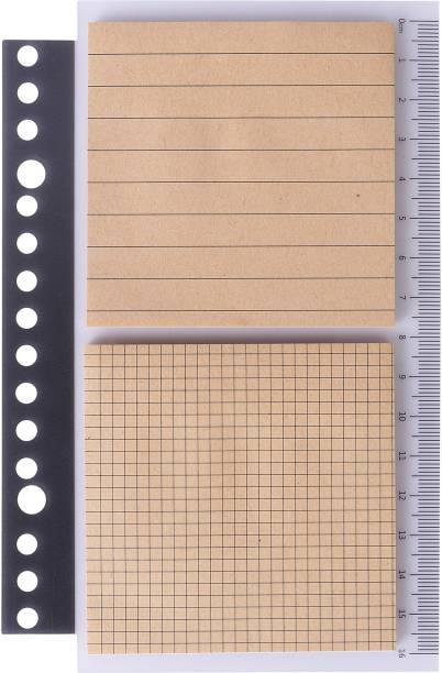 FRKB 64pc Brown Ruled and Quad Ruled Sticky Notes 3 x 3 In On Plastic Scale Backing 64 Sheets Regular, 1 Colors