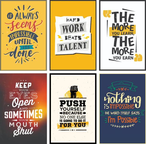Combo Pack of 6 HD Motivational Wall Posters and Inspirational Quotes for Office and Home (300GSM Thick Paper, Gloss Laminated) Photographic Paper