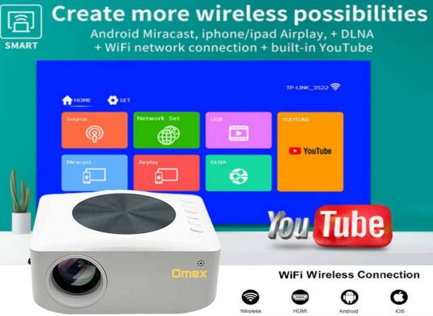 Omex Upgrade Advance YouTube DLNA TV Wifi Smart Home Cinema HD Projector (2500 lm / 1 Speaker / Wireless / Remote Controller) Portable Projector