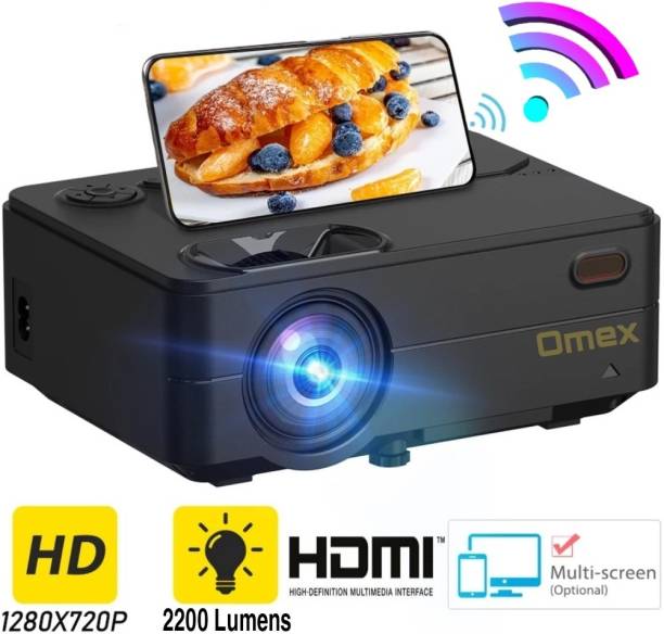 Omex M9 WI-FI Miracast 1280P HD Smart Home Theater LED Video Projector (2200 lm / 2 Speaker / Wireless / Remote Controller) Portable Projector