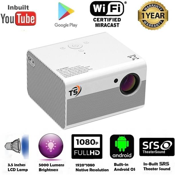 Trending Store T10 FullHD 1920*1080P Android Projector, 200" Inch Large Display (5000 lm / 1 Speaker / Wireless / Remote Controller) Portable Projector