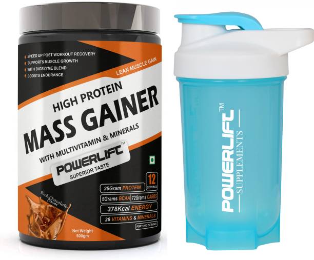 POWERLIFT Mass Gainer for Muscle Mass Gain Protein Powder with Shaker Weight Gainers/Mass Gainers