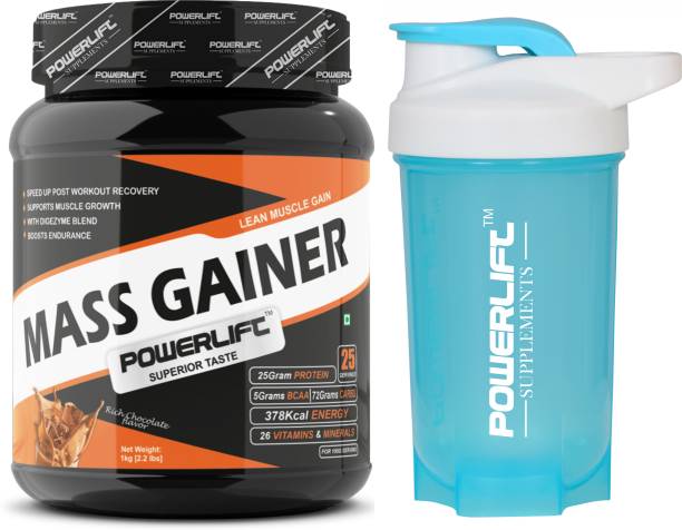 POWERLIFT Mass Gainer for Muscle Mass Gain with Shaker, High Protein with Multivitamins Weight Gainers/Mass Gainers