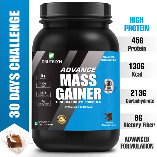 DNUTRIXN Advance Mass Gainer with High Calorie 1306 Kcal |High Protein 45 G |Multivitamin Weight Gainers/Mass Gainers