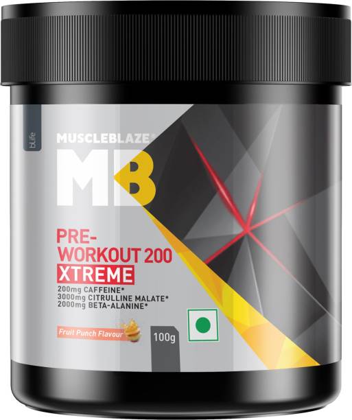 MUSCLEBLAZE Pre Workout 200 Xtreme, 200mg Caffeine, 2000mg Beta Alanine, 3000mg Citrulline Pre Workout