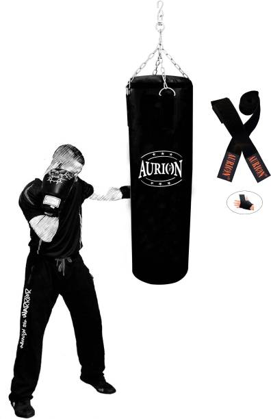 Aurion Unfilled Punching Bag 4 FEET Wth Hand Wrape Hanging Bag