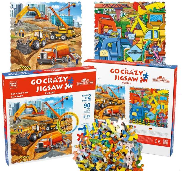 UNIK PLAY Go Crazy Construction Jigsaw Puzzle for Kids and Adults Puzzle Game 90 Pcs Each