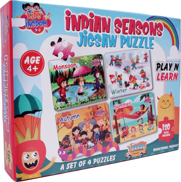 Meeksky 4 in 1 Indian Seasons Large Jigsaw Puzzle for Kids- Set of 4 Jigsaw Puzzles