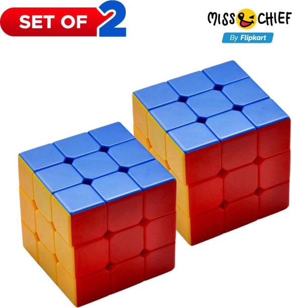 Miss & Chief Cubes 3x3 High Speed Sticker Less Magic Puzzle Cube Game Toy (Set of 2)