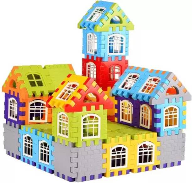weegly Happy House Building Blocks with Attractive Windows and Smooth Rounded Edges