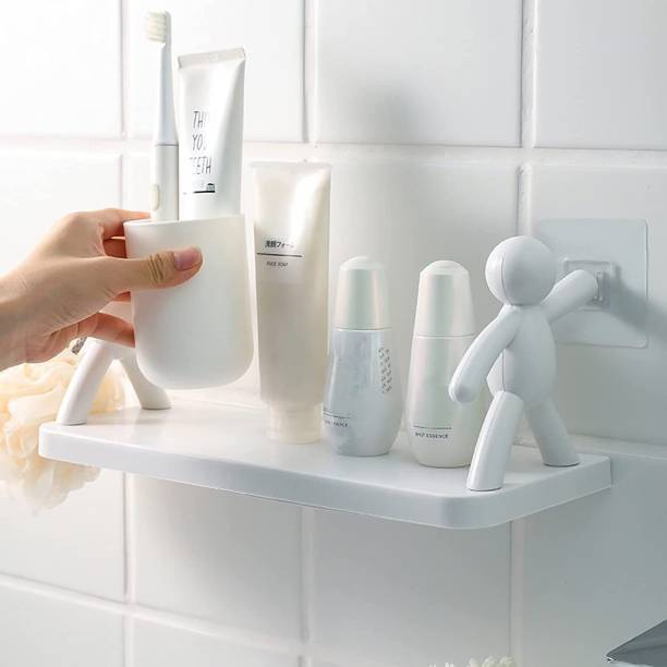 BK 10 IMPORT & EXPORT White Plastic Bathroom Shelf Plastic Wall Shelf
