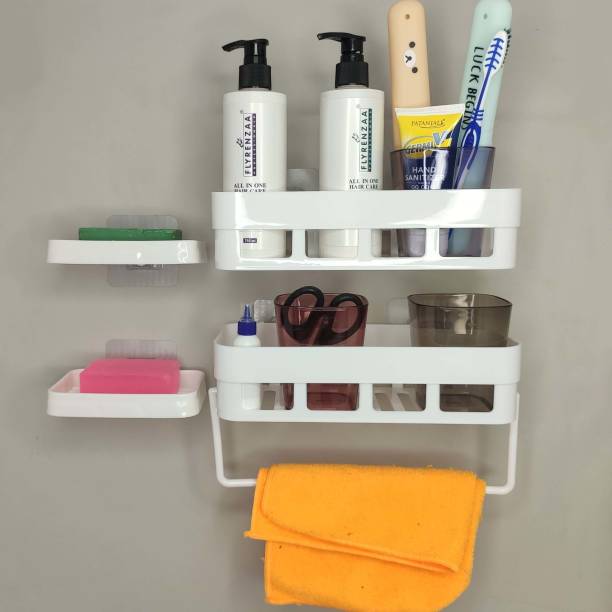 HOUSE OF VIPA Bathroom Kitchen Office Organizer Rack Kitchen Soap Holder Plastic Wall Shelf Plastic Wall Shelf