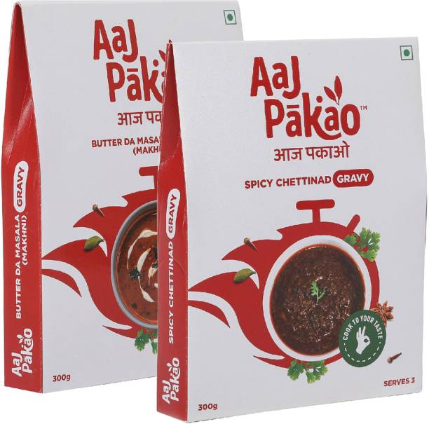 AAJPAKAO Ready to Cook Chicken Gravy Combo Pack, For Quick Nonveg Meal (2x300gm Each) 600 g