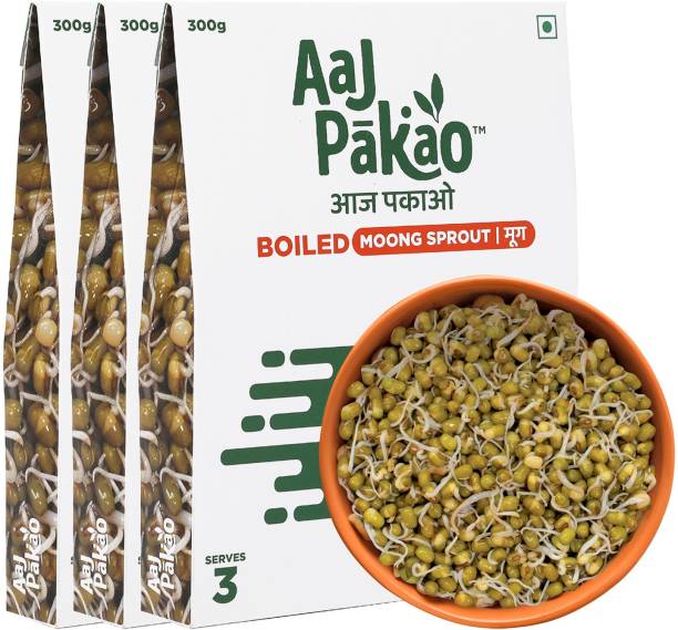 AAJPAKAO Boiled Moong Sprout, Ready to Cook (Pack of 3, 300g Each) 900 g