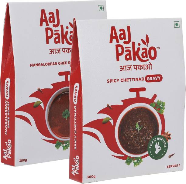 AAJPAKAO Ready to Cook South Indian Gravy Combo Pack, For Veg & Nonveg (2x300gm Each) 600 g