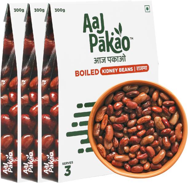 AAJPAKAO Boiled Rajma / Kidney Bean, Ready to Cook (Pack of 3, 300g each) 900 g