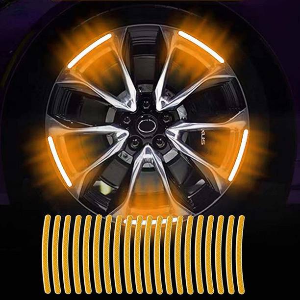 Auto E-Shopping Car Tyre Rim Reflective Warning Stickers for Car Bike Cycle Universal Orange 15 mm x 0.13 m Orange Reflective Tape