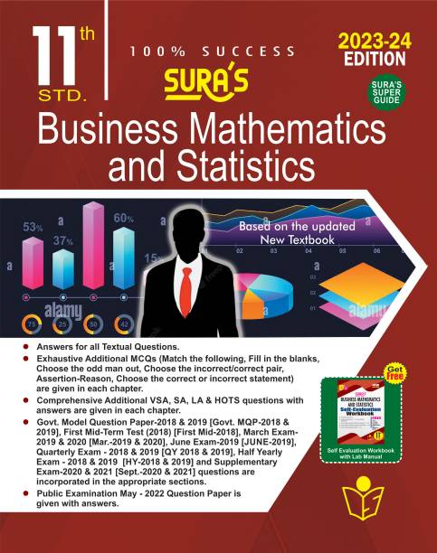 SURA`S 11th Standard Business Mathematics And Statistics Exam Guide In English Medium 2023-24 Latest Updated Edition