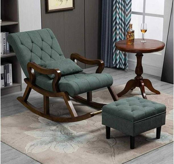 wooden luxury Rocker Rocking Chair with footrest Recliner Relaxing 1 Seater Rocking Chair Fabric 1 Seater Rocking Chairs