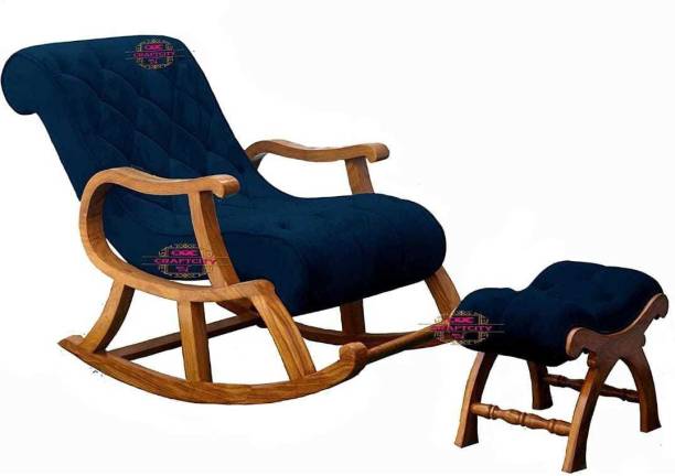 Unique Creation Handicrafts (Sheehsam) Rocking Chair with footrest Wood Rocking Chair /Easy Chair || Fabric 1 Seater Rocking Chairs