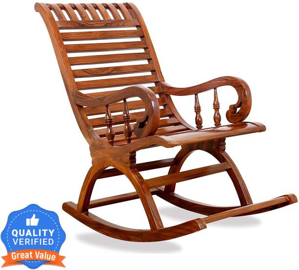 Decorhand Teak Wood Rocking Chair For Living Room / Garden - adults/Grand parents Solid Wood 1 Seater Rocking Chairs