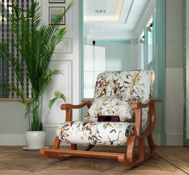 Unique Creation Handicrafts Rosewood (Sheehsam) Rocking Chair Cushion || Wood Rocking Chair /Easy Chair Fabric 1 Seater Rocking Chairs