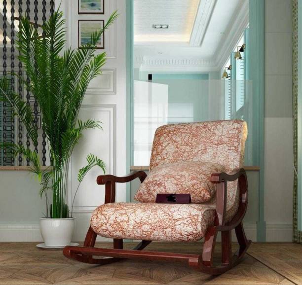 Unique Creation Handicrafts Rosewood (Sheehsam) Rocking Chair Cushion || Wood Rocking Chair /Easy Chair || Fabric 1 Seater Rocking Chairs