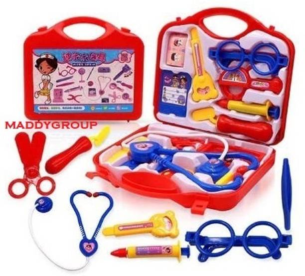 MADDYGROUP RED DOCTOR SET|MEDICAL KIT WITH COMPACT ACCESSORIES FOR KID (RED)