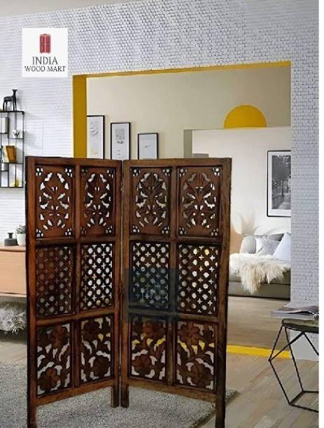 India wood mart Wooden Partition for Living Room Partition Pattern Brown (2 Panel) Solid Wood Decorative Screen Partition
