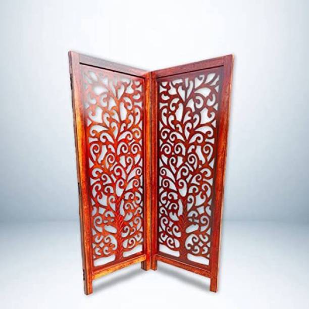 India wood mart Wooden Partition for Living Room Room Divider Small (2) Panel Solid Wood Decorative Screen Partition