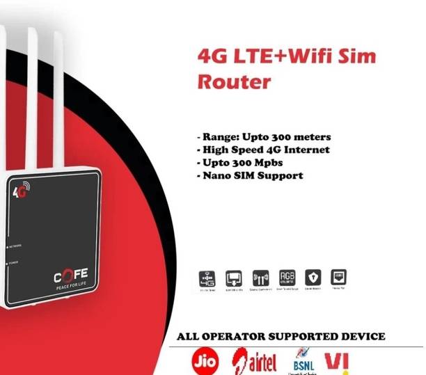 KHU Coffe 4g all sim supported 300 Mbps 4G Router (Black, Single Band)