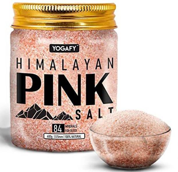 YOGAFY HIMALAYAN Pink Crystals Salt (600g), COOKING with 84 MINERALS (0.5mm) Himalayan Pink Salt