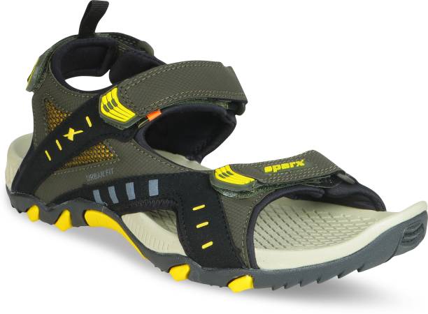 Sparx SS-485 Men Olive, Yellow Sports Sandals