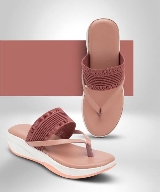 AROOM Wedge Sandals Women Pink Heels
