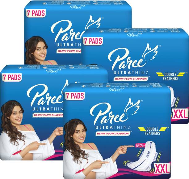 Paree Ultra Thinz Soft & Rash Free Double Feathers XXL Pads, With Disposable Covers Sanitary Pad