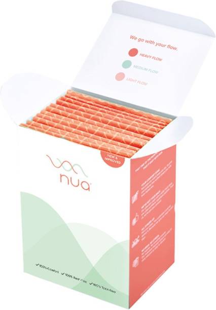 Nua Ultra Thin Rash Free Sanitary Pads - 12 XL Pads with Disposal Cover, Heavy Flow - Wider Back Design Sanitary Pad