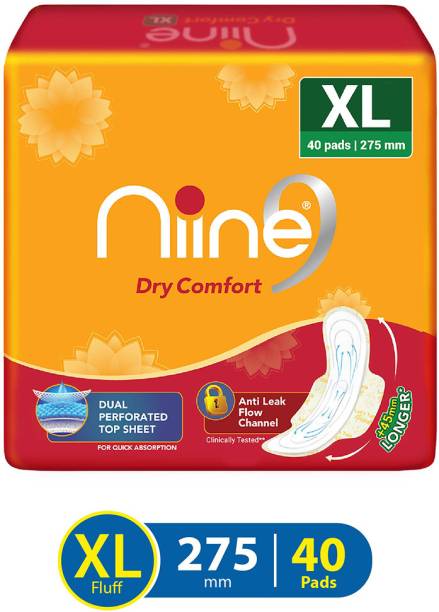 niine Dry Comfort Extra Long Sanitary Pads, Anti Leak Flow Channel (Combo of 1) Sanitary Pad