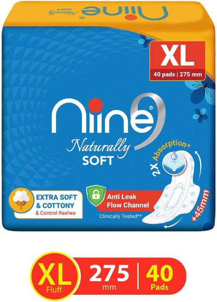 niine Naturally Soft XL Sanitary Pad With Anti Leak Flow, Extra Soft and Cotton Sanitary Pad