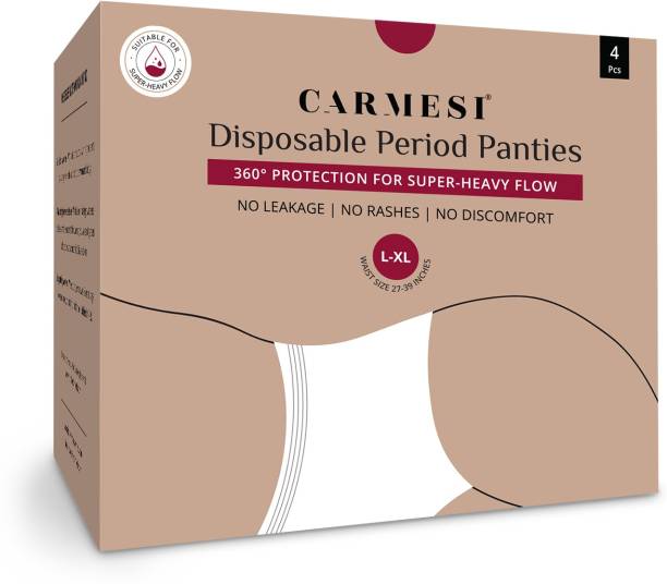Carmesi Disposable Period Panties (L-XL) | 360° Protection for Super Heavy Flow | 4 Pcs Sanitary Pad