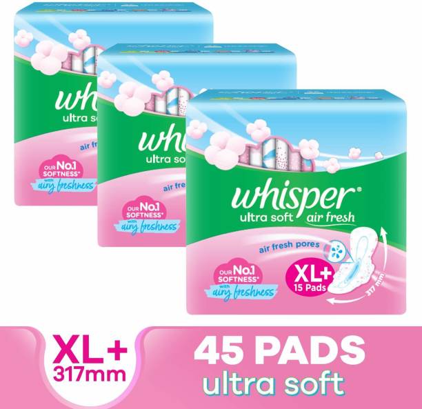 Whisper Ultra Soft Sanitary Pads for Women, XL+ 45 Napkins (B2G1) Sanitary Pad