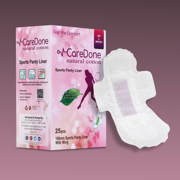 CareDone Organic Cotton Ultra 25 Sports Panty liners, Menstrual Pads.(PACK OF 1) Pantyliner