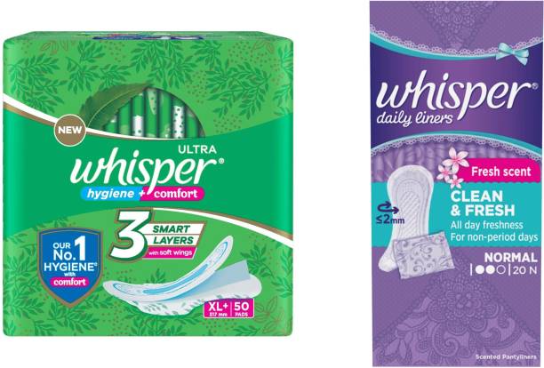 Whisper cleans 50s plus Panty liner 20s Sanitary Pad