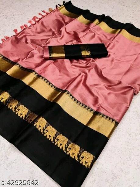 Woven, Self Design Kanjivaram Pure Silk, Cotton Silk Saree Price in India