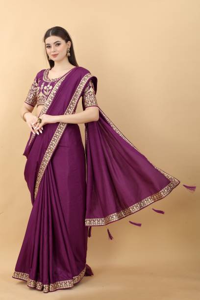 Embroidered Bollywood Pure Silk Saree Price in India