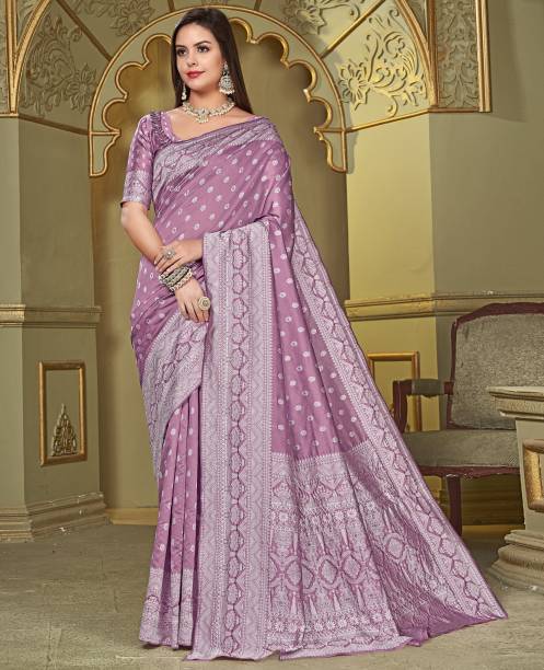 Woven Banarasi Jacquard, Silk Blend Saree Price in India