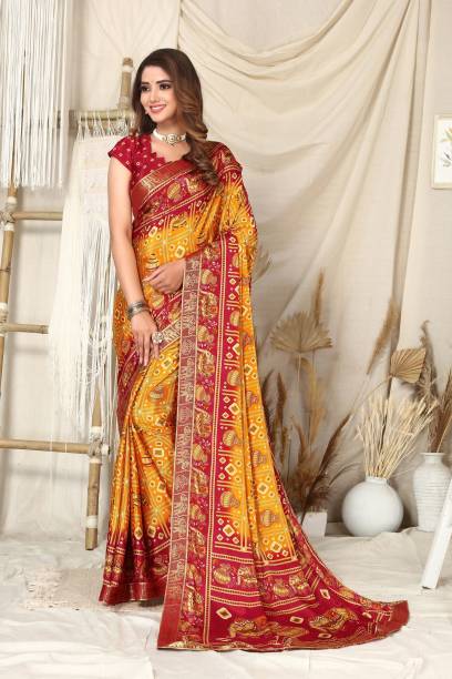 Embellished, Floral Print, Striped, Paisley Leheria Silk Blend, Cotton Silk Saree Price in India