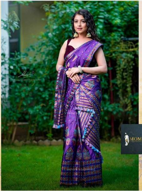 Woven Mekhela Chador Pure Silk Saree Price in India