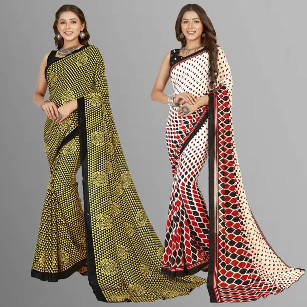 Floral Print, Paisley, Ombre, Geometric Print Daily Wear Georgette Saree Price in India