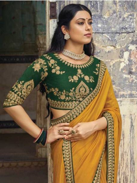 Embroidered Bollywood Pure Silk, Art Silk Saree Price in India