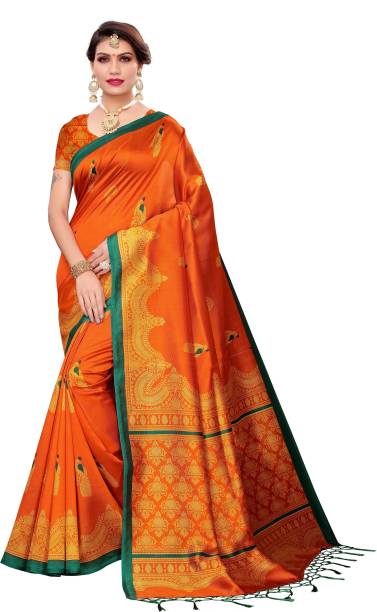Printed Mysore Silk Blend Saree Price in India